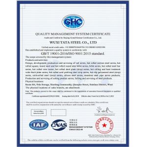 Wuxi Tata Steel Co., Ltd Certifications