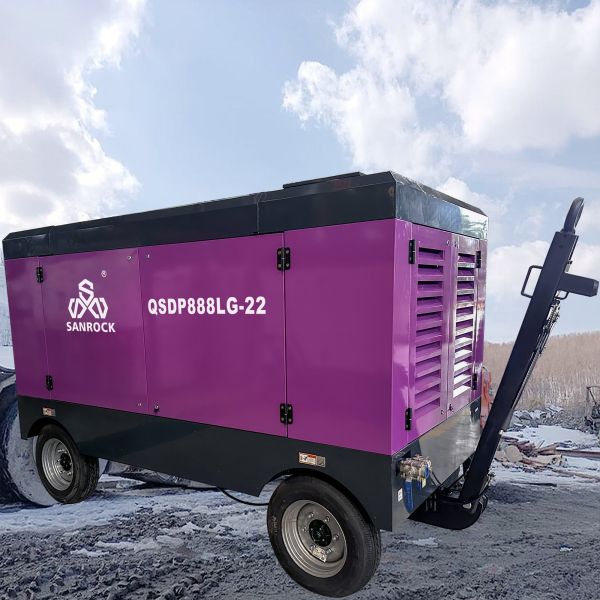 Low Noise Screw Air Compressor With Wheel Engine Driven Industrial Screw Air Compressor