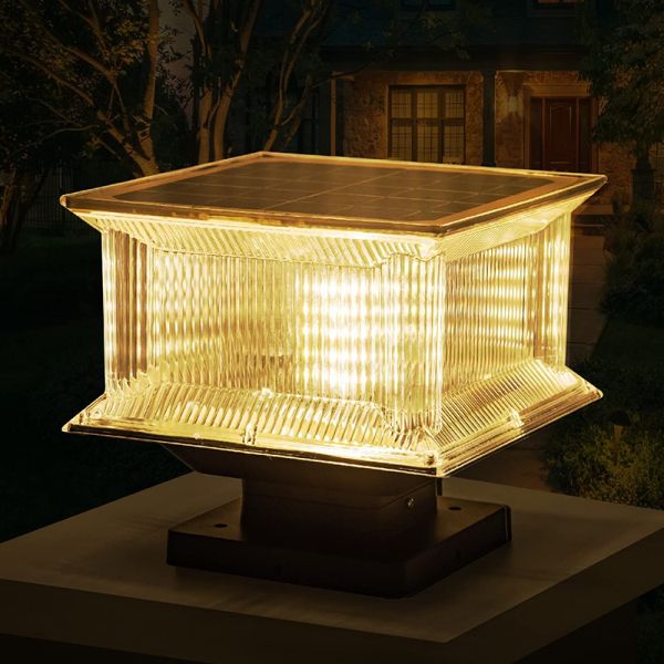Waterproof IP65 Solar Pillar Lights Outdoor 6000K Post Cap Lamp