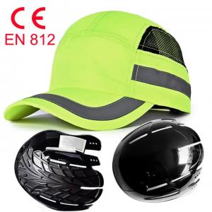 China Fluorescent Green Reflective Safety Helmet Shock And Collision Proof Lightweight Protective Cap CE EN812 Bump Cap wholesale