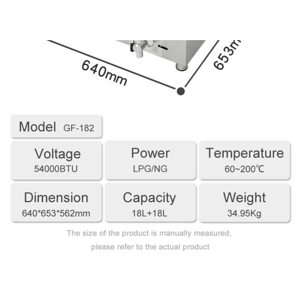 220V Double-tank Gas Deep Fryer Machine for Fast Food Restaurant Stainless Steel Chicken Fryer