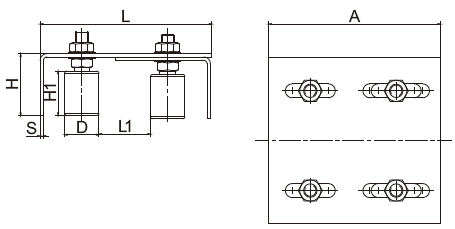JNK Adjustable Bracket Guide Roller With 1/2" Bolt Dual Nylon Rollers