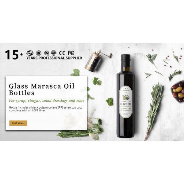 1000ml 750ml 500ml Marasca Glass Oil Bottle Food Grade In Bulk