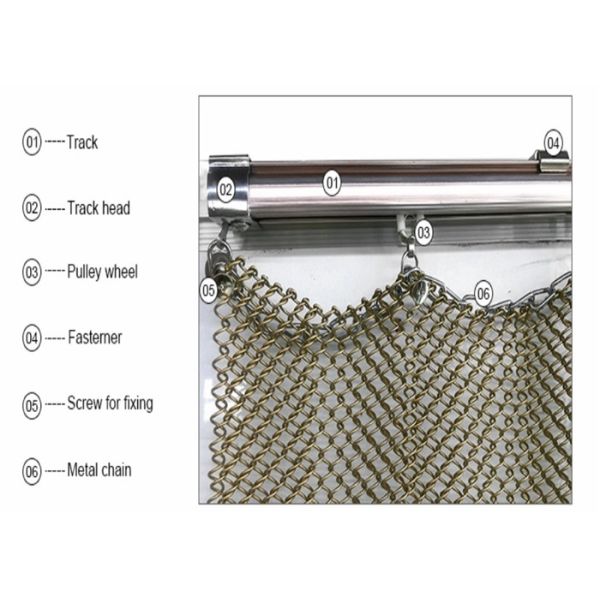 Bronze Color Decorative Wire Mesh , Decorative Metal Curtains Long Use Life