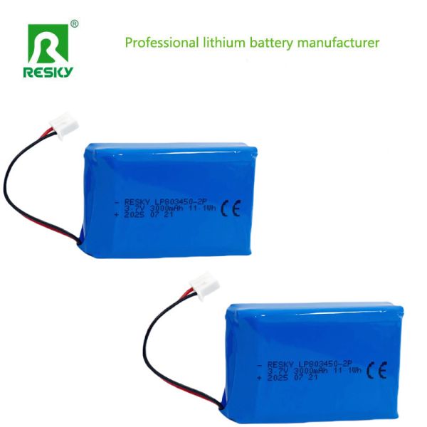 LP803450 2P 3.7V 3000mAh 11.1wh Rechargeable Lithium Polymer Battery Pack For GPS Tracker