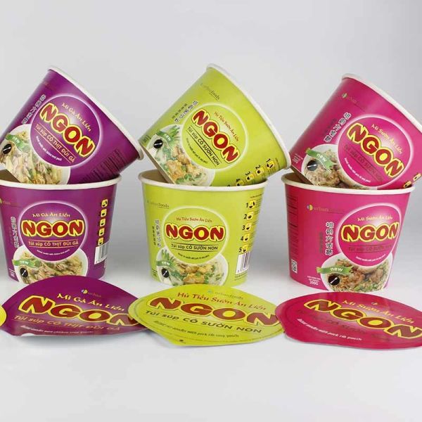 Custom Eco- Friendly food grade paper Instant Noodle Cup Noodles Packaging With Alumium Seal Lid