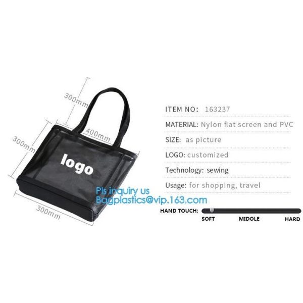 Fashionable Beach Bag Outdoor Tote Bag Black Mesh Handbags, Customized women beach bag, ladies mesh beach bags handbag