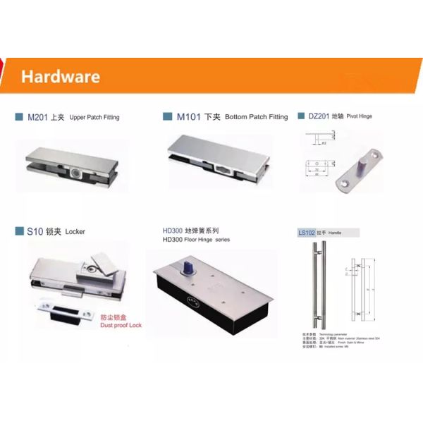 Aluminum Alloy Frameless Swing Glass Door , Tempered Commercial Double Glass Door