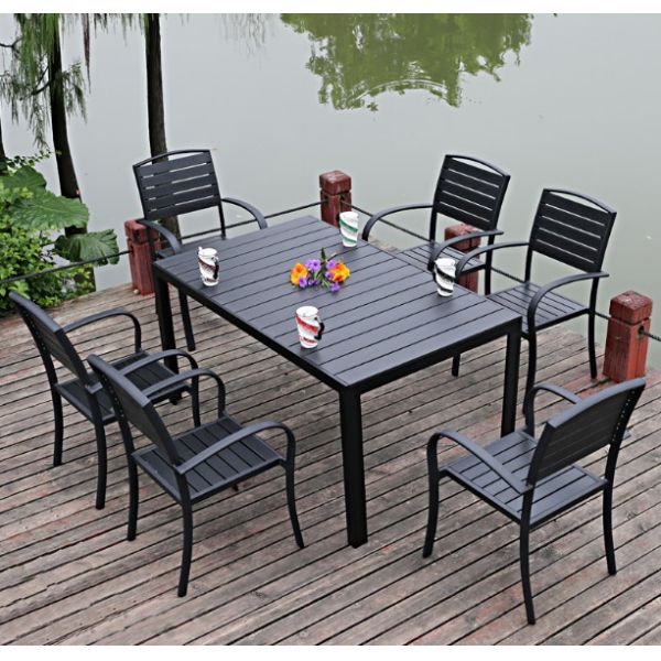 Hot Sales Aluminium PE Rattan chairs Leisure Outdoor Garden Backyard Polywood table and chair furniture