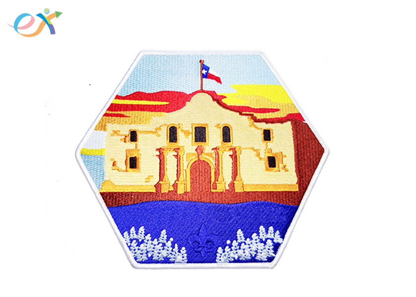 Twill Fabric Custom Scout Patches , Shape Custom Made Embroidered Patches