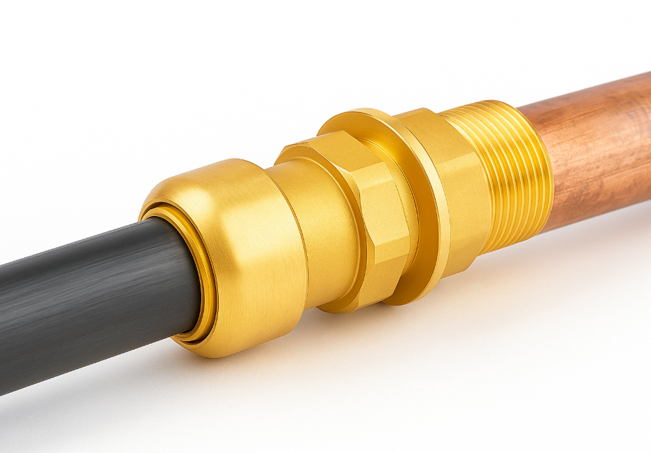 Brass Push Fit Bulkhead Tank Connector for PEX Copper Pipes