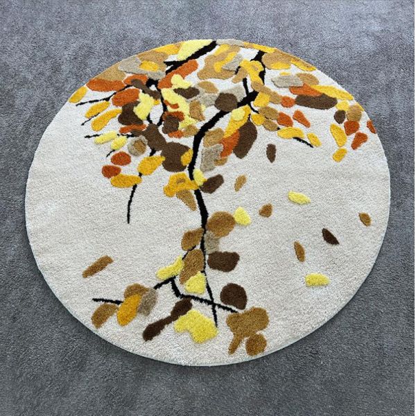 Flocking Round Bedroom Floor Carpet European Special Style 100*100cm