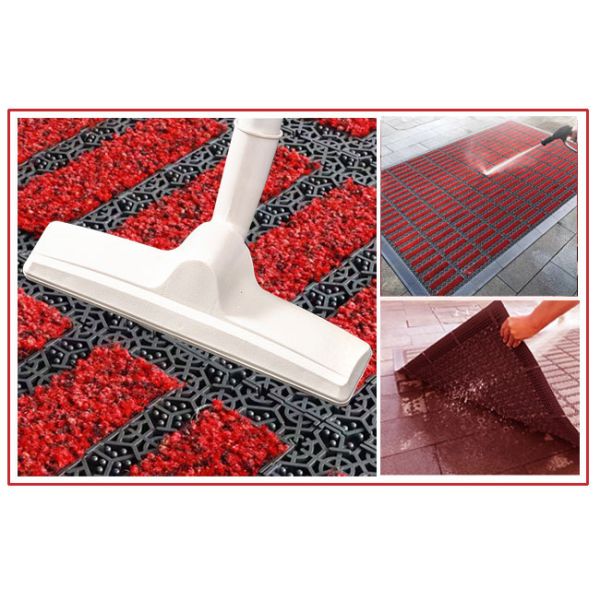Red Nylon PA Commercial Entrance Mats Modular Interlocking Floor Tiles 200X200