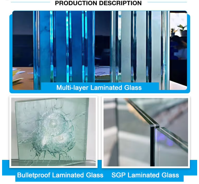 Tempered Laminated Glass Sheets Architectural Building 6.38mm 10.38mm 12.76mm 13.52mm Safety Clear SGP PVB