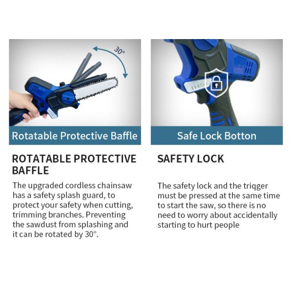 Industrial Grade Mini Li-Ion Lithium Battery Operated Electric Hand 6'' Chain Saw Garden Wood Cutting