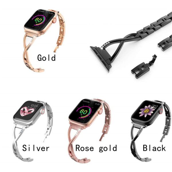 Quality Metal Diamond Apple Smart Watch Strap Apple X Shaped for sale