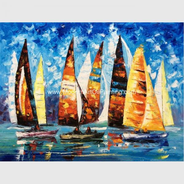 Quality Abstract Sailing Ship Oil Painting by palette knife / Hand Painted Thick Oil Painting for sale