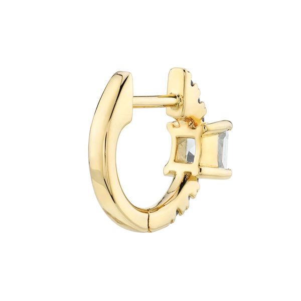 925 Sterling Silver Mini Gold Plated Baguette Hoop Huggie Earrings For Women Jewelry