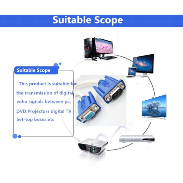 VGA Extender Cable 3m High Quality Male to Female Extension VGA Cable For Computer Projector Monitor Screen