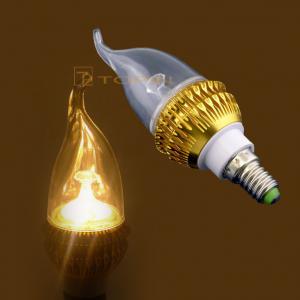 China TOPIN E14 3W Decoration LED Candle Bulb Lamp Warm Light Golden Metal Shell AC86V-260V wholesale