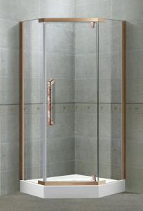 China Self - Cleaning Tempered Glass Shower Doors Pivot With Stainless Steel Profiles Rose Golden on sale