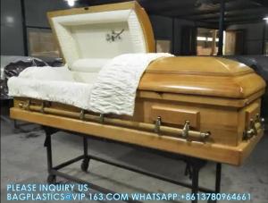 China Caskets Cambridge Mahogany Funeral Casket With Almond Velvet Interior - Solid Mahogany Wood wholesale