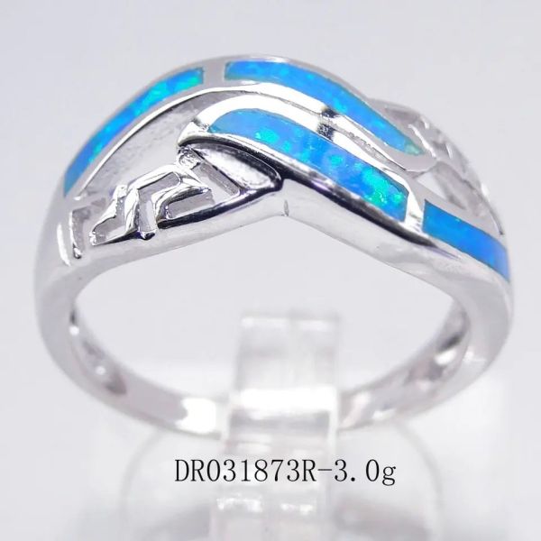 Sterling Silver Wholesale Jewelry Greek Blue Lab Opal Wedding Ring Synthetic Opal Jewelry