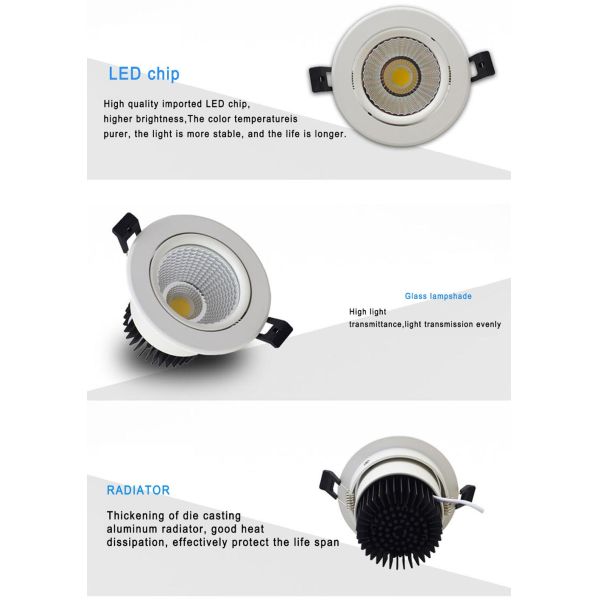 Warm White Indoor LED Downlights 7w Aluminum Lamp Body For Indoor Wall Cabinet