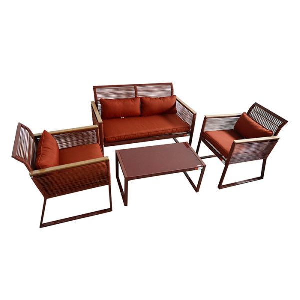 BSCI Approved 4 Piece Rattan Outdoor Furniture Set No Splintering