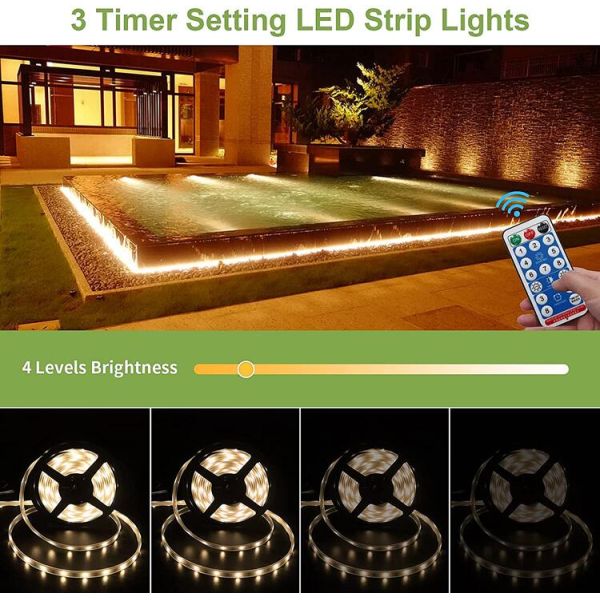 5m 10m LED Solar Strip Light Waterproof 2700K Flexible For Tree Wrapped Yard Decor