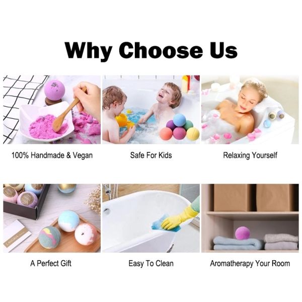 Natural Relaxing Bath Salts Custom Bubble Colors Vegan Organic Fizzy Bath Bombs
