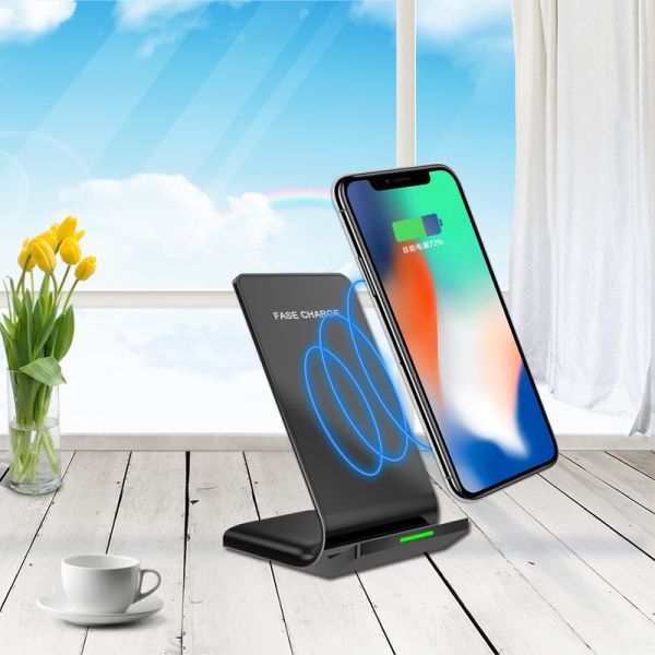 Led Light Samsung Phone Charger Stand , 2 Coils Wireless Charging Pad Stand Short Circuit Protection