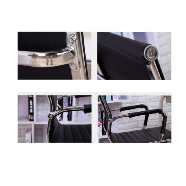 Ergonomic Black Leather Office Chair / Modern Swivel Computer Chair