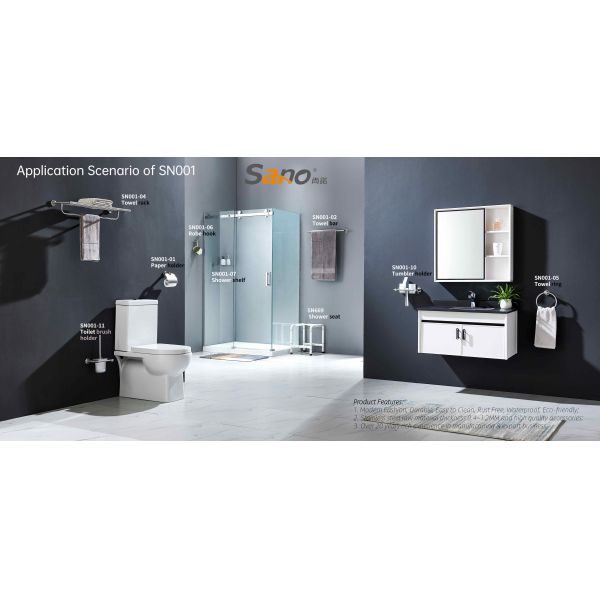 Stainles Steel 304 Bathroom Accessory Sets Hotel Toilet Accessories 11 Piece Bathroom Set