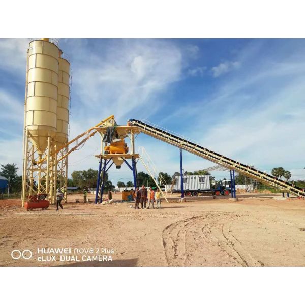 Ready Mixed Concrete Batching Plant 60 CBM Per Hour PLC Control