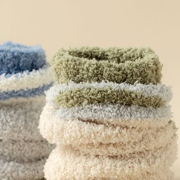 Extra Thick Striped Soft Warm Fuzzy Socks Indoor Warm Sleeping Socks