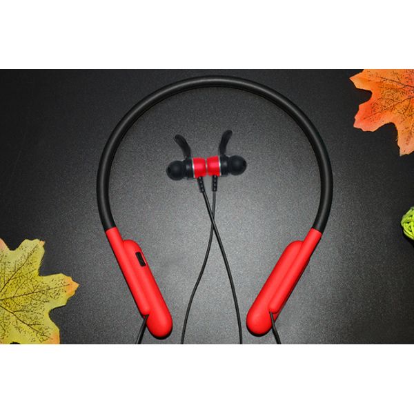 V4.2 Neckband Bluetooth Headphones With Microphone Built In Black Color