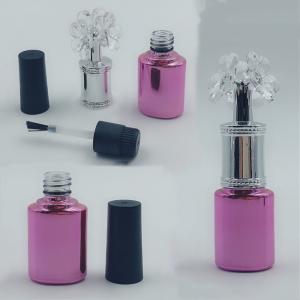 China Refillable Travel 10ml Pink Nail Polish Bottle Packaging With Wide Brush on sale
