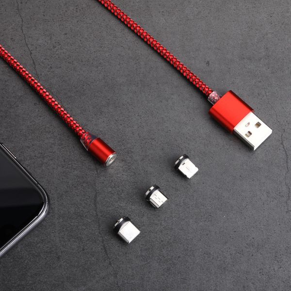 Magnetic Phone Charger Cable 1m 5V 2A Fire proof With 3 Adapters