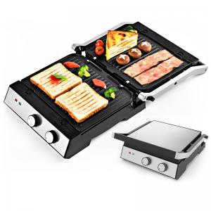 China 4 Slice Indoor BBQ Panini Electric Press Grill With Temperature And Time Knob Control wholesale