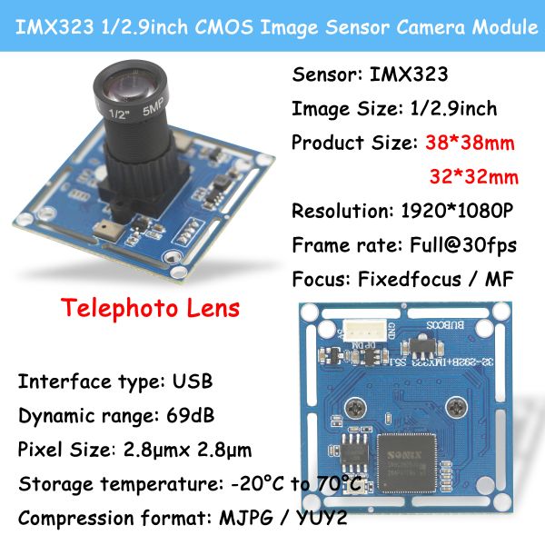 OEM IMX323 Telephoto Lens Camera Module 1080P WDR Mini USB Camera 2megapixel
