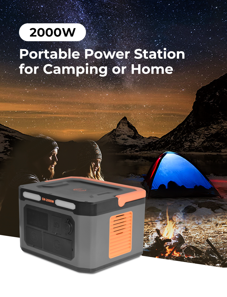 Portable LiFePO4 Solar Generator Pure Sine Wave Powerstation MPPT 2000Wh 110V