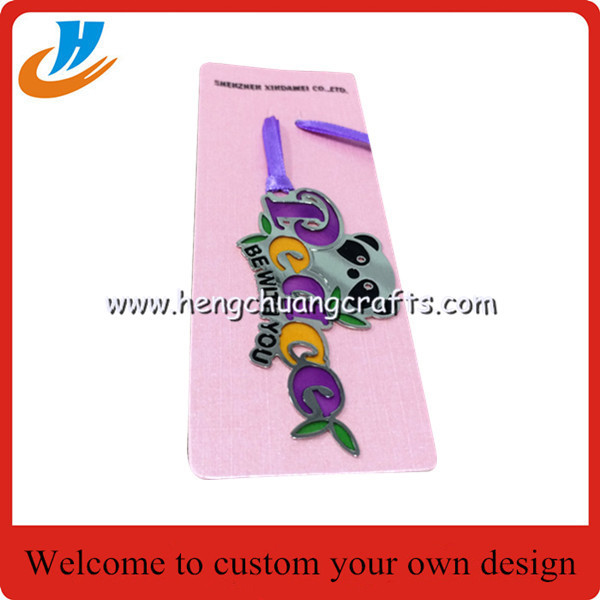 Zinc alloy bookmark,cartoon logo design book mark custom with good quality