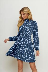 China Round High Neck Floral Print Frock Fashion Women Lantern Long Sleeve Floral Gown wholesale