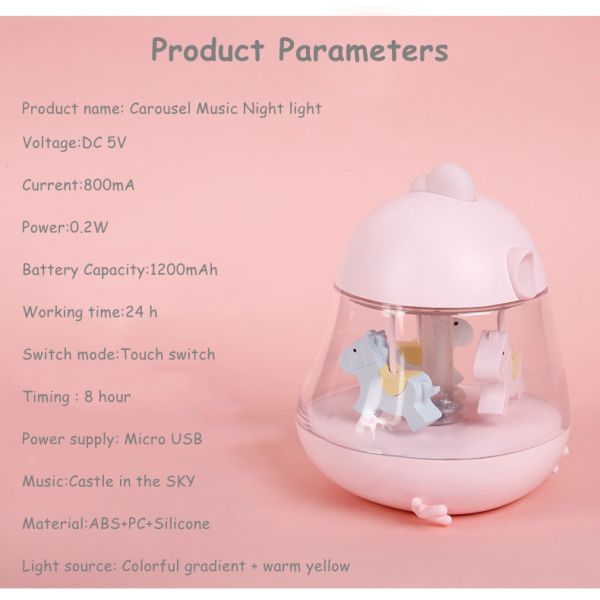 New Carousel Music Night light colorful atmosphere table lamp USB Rechargeable Night Light Bedside Night Light For Child