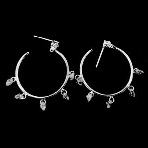 China Rose Gold Silver Cubic Zirconia Earrings / Sterling Silver Hoop Earrings With Crystal wholesale