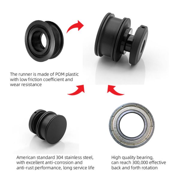 Round Tray Shape Black Sliding Shower Door Kit for 8-12mm Safe Glass Hardware Included