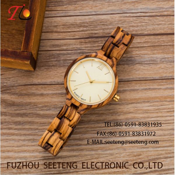 wholesale Pu watch wooden watches alloy case quartz watch fashion watch concise styleDelicate / elegant wooden strap