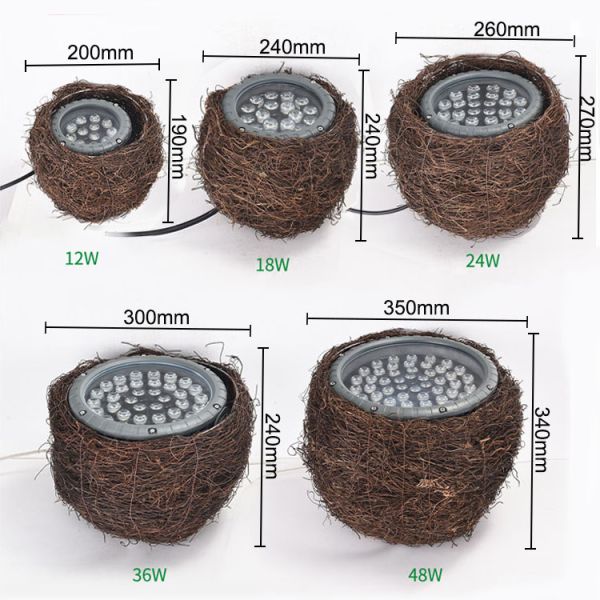 LED Simulation Bird'S Nest Lights Tree Shoot Outdoor Spot Light Waterproof Bird Rattan Cage Tree Garden