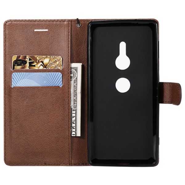Sony XZ2 Pure Color Leather Wallet Protective Case with Card Slots